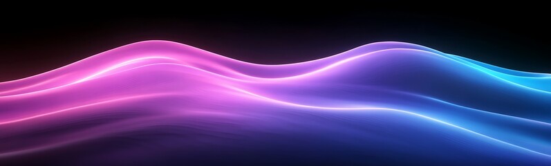 Aufkleber - Vibrant abstract waves in pink and blue tones against a dark background.