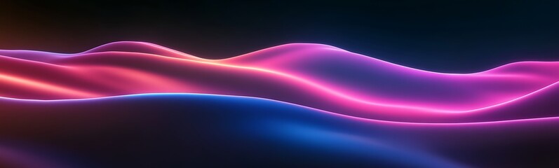 Aufkleber - Vibrant abstract waves in pink and blue tones against a dark background.