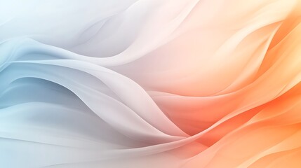 Fototapete - Soft, flowing abstract waves in pastel hues of blue and orange create a serene visual effect.