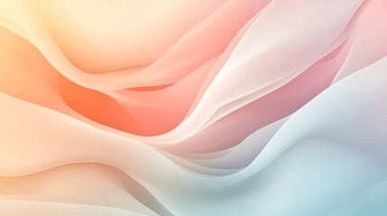 Fototapete - Soft pastel waves flowing smoothly, creating a serene and calming abstract background.