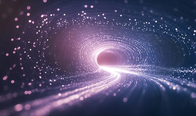 Fototapete - Swirling particles create a mesmerizing tunnel of light in a cosmic backdrop.
