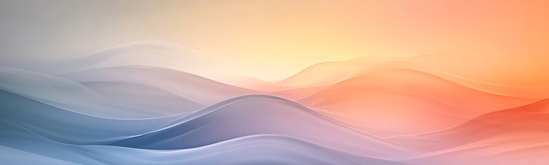 Fototapete - Soft, abstract waves in gradient hues of blue and orange creating a tranquil atmosphere.