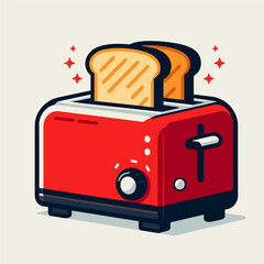 Leinwandbilder -  illustration of a red toaster with a slice of toast popping out. The toaster is stylized with a cartoonish design