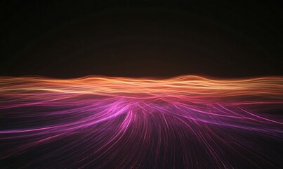 Aufkleber - Vibrant light trails in a dark landscape create a mesmerizing abstract scene.