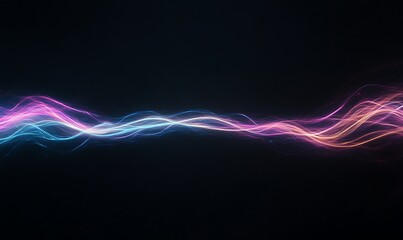 Aufkleber - Abstract light waves in vibrant pink and blue against a dark background, creating a dynamic visual effect.