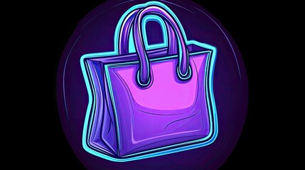 Poster - Neon Purple Shopping Bag Graphic Design Illustration