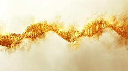 A futuristic spinning DNA strand surrounded by genetic codes and abstract geometric shapes, symbolizing advanced biotechnology, genetic research, and the future of human evolution