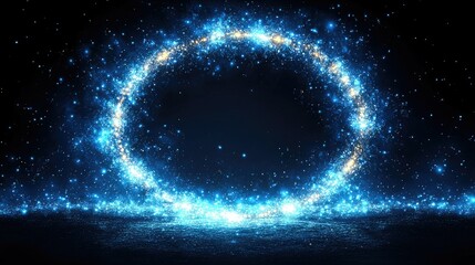Poster - Glowing Blue Circle Of Light And Sparkle