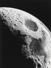 Poster - Celestial Cartography Visuals High-Resolution Lunar Surface Detail with Crater Texture Mapping - Astronomical Content for Science Education and Digital Design Applications