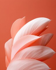Poster - Contemporary Floral Aesthetic Soft Coral Petals with Textured Finish on Bold Terracotta - Luxury Design Showcase and Modern Interior Trend for Home Decor Innovation