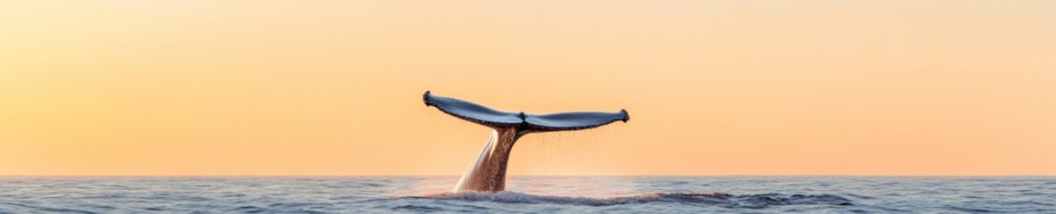 Poster - Oceanic Elegance Whale Tail Fluke in Sunset Waves - Marine Majesty for Documentary Filmmaking and Eco-Tourism Inspiration