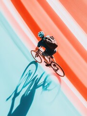 Poster - Urban Motion Dynamics Cyclist with Streamlined Gear in Vibrant Abstract Background - Modern Mobility Content and Sustainable City Transit Solutions