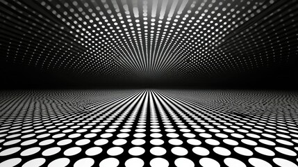 Poster - Abstract Black And White Dotted Pattern Perspective