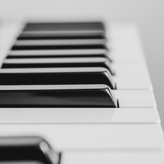 Poster - Minimalist Black and White Digital Piano Keys Sleek Design for Modern Home Studio - Enhance Acoustic Performance and Digital Production in Creative Spaces