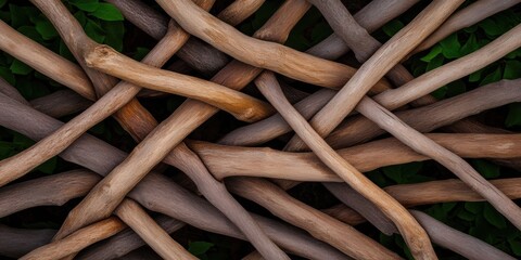 Poster - Natural Interlock Abstract Interwoven Wooden Branches Creating Textured Pattern for Sustainable Decor and Eco-Friendly Design Inspiration in Contemporary Spaces