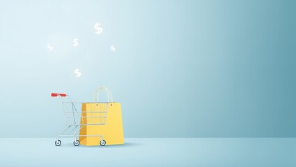 Poster - A sleek and modern flat vector illustration representing online shopping and e-commerce.