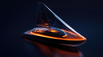 Wall Mural - futuristic sailboat design with glowing accents, showcased against a dark background