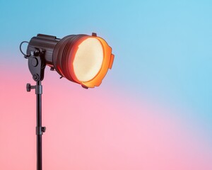 Poster - Vibrant Stage Lighting Setup Professional Spotlight with Gradient Background - Modern Event Production and Visual Impact for Creative Industry Professionals