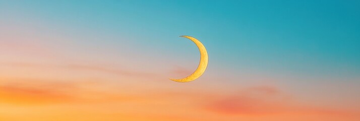 Aufkleber - Ethereal Celestial Display Crescent Moon Amidst Wispy Clouds in Vibrant Sky - Inspirational Content for Astronomy and Artful Home Decor Marketing