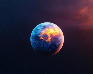 Aufkleber - Cosmic Phenomena Vibrant Celestial Eclipse Over Horizon in Starry Galaxy Futuristic Space Imagery for Educational and Commercial Innovation in Astronomy