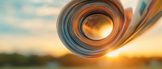 Poster - Dynamic Printing Press Visualization Industrial Machinery with Rolling Paper - Modern Media Production and Efficient Mass Communication