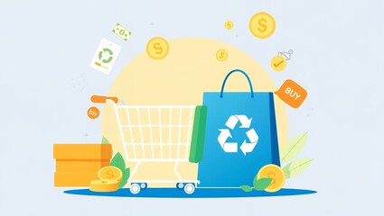Poster - A sleek and modern flat vector illustration representing online shopping and e-commerce.