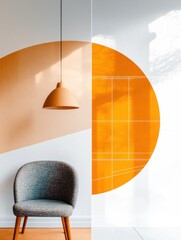 Poster - Contemporary Minimalist Design Graphical Transition from Blueprint to Finished Room - Textured Surfaces and Lighting for Modern Architectural Presentation