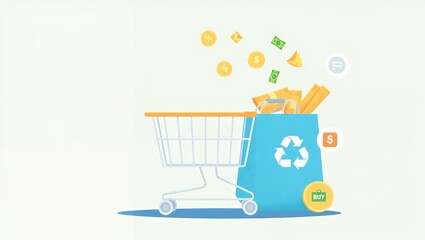 Poster - A sleek and modern flat vector illustration representing online shopping and e-commerce.