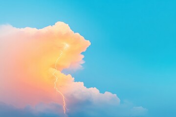 Leinwandbilder - Dynamic Weather Imagery Vibrant Lightning Bolt Across Sunset Sky for Atmospheric Design in Energy Sector Marketing and Visual Storytelling