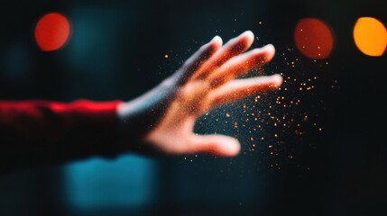 Leinwandbilder - Holographic Hand Gesture Interface Interactive Digital Display with Autonomous Controls in Futuristic Workplace - Enhancing Human-Computer Interaction for Innovative Tech Solutions