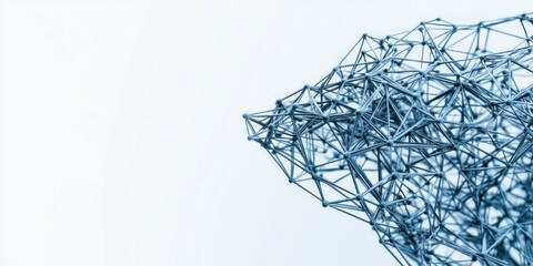 Aufkleber - Digital Architecture Blueprint Wireframe Structure with Metallic Grids on White - Innovative Design Content and Engineering Visualization for Modern Construction Efficiency
