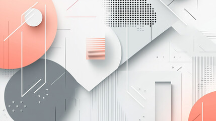 Fototapete - Floral seamless pattern with circles for wallpaper and web banner, Abstract white geometric shape and lines create a modern design element, a compelling advertisement with a pristine white background.