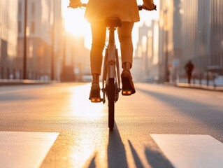 Aufkleber - Emerging Eco-Commuting Professional Indian Woman on Ergonomic E-Bike in Urban Setting - Sustainable Mobility and Tech Innovation for Modern Business Needs