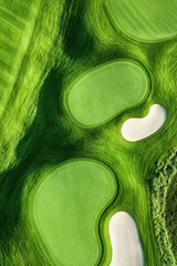 Aufkleber - Luxurious Golf Course Aesthetics Pristine Turf and Bunkers for High-Precision Sports Promotion in Modern Leisure and Sporting Industry