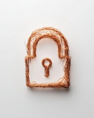 Leinwandbilder - Eco-Centric Cybersecurity Visual Sculptural Copper Wire Lock for Tech Branding - Digital Protection and Sustainable Design in Modern Corporate Environments