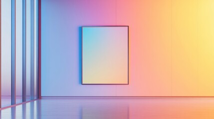 Aufkleber - Futuristic Workspace Vision Sleek Glass Display Wall with Neon Highlights for Digital Hub Elevate Professional Ambiance in Innovative Office Environments