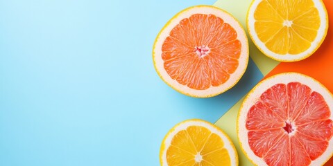 Aufkleber - Vibrant Citrus Pattern Design Geometric Fruit Slice Motifs on Bold Colors - Modern Commercial Decor and Summer Lifestyle Marketing