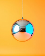 Poster - Vibrant Metallic Sphere against Neon Backdrop Modern Lighting Concept and Electro Aesthetic for Entertainment Spaces and Innovative Venue Design