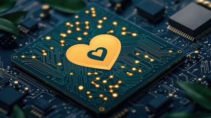 Poster - Golden Heart on a Circuit Board Technology