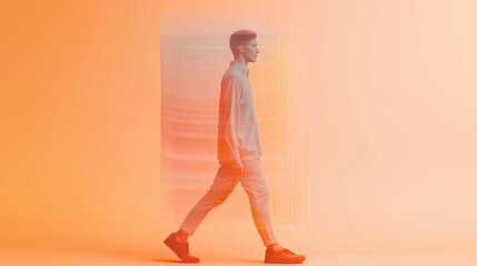 Leinwandbilder - Minimal Gradient Illusion Silhouette Through Translucent Acrylic in Tech-Inspired Studio - Dynamic Optical Display for Modern Marketing and Design Innovation