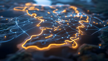 Poster - Global network connections, illuminated map