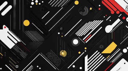 Fototapete - Monochrome seamless patterns, sharp contrast and details textured, Abstract dynamic memphis design black and white background, A monochrome comic-style sale poster with geometric patterns.