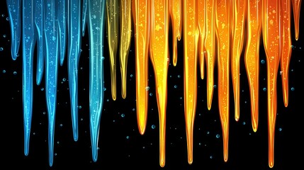 Poster - Abstract Dripping Paint Blue Orange Background