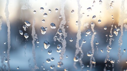 Poster - Rain Droplets on a Frosted Window Creating a Beautiful Abstract Effect : Generative AI
