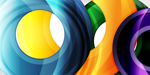 Poster - Bright colorful circles with light effects. Abstract background