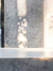 Aufkleber - Elegant Marble Surface with Soft Light and Shadow in a Modern Interior Space : Generative AI