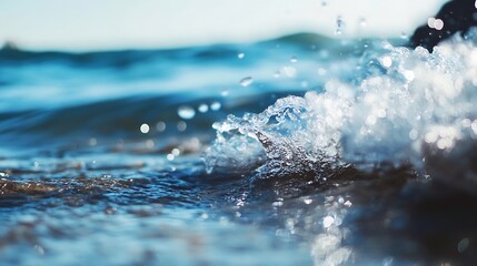 Fototapete - Dynamic Ocean Waves Splashing with Reflections on a Sunny Day : Generative AI