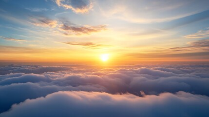 Poster - Breathtaking Sunrise Over Clouds with Soft Light and Calm Sky Creating a Serene Atmosphere : Generative AI