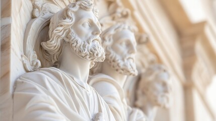 Aufkleber - Close-up view of ancient sculptures depicting historical figures with intricate details and expressions : Generative AI