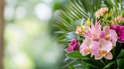 Poster - Beautiful Arrangement of Orchid Flowers with Elegant Colors and Soft Background for Floral Decor : Generative AI